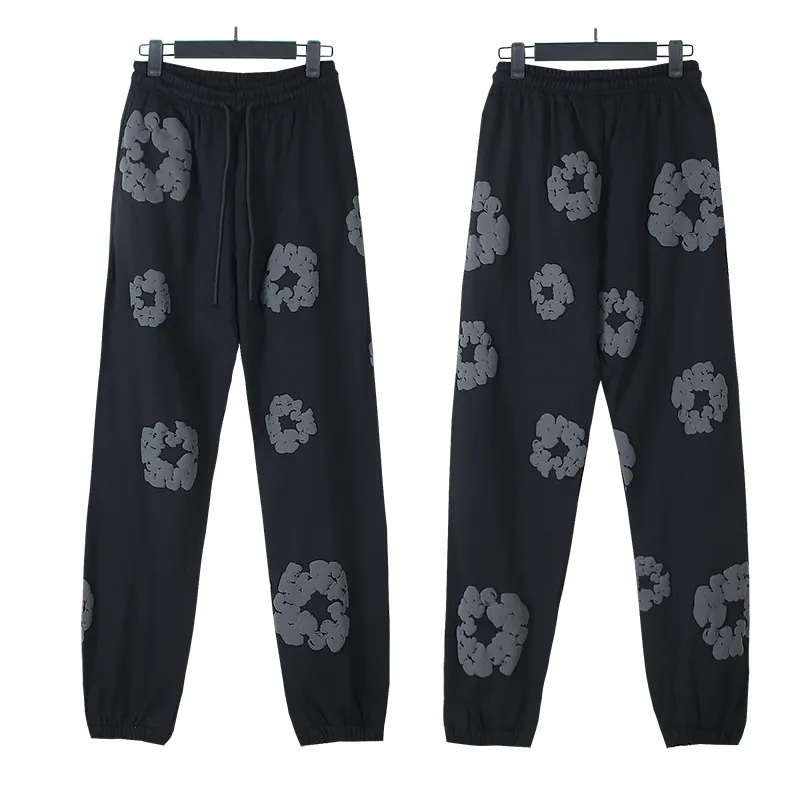 720# P186 Real shot DENIM TEARS main line Kapok foam printed American casual sweatpants Fabric 380g pure cotton terry cloth Color: black gray black-gray red dark green royal blue orange pink light blue carbon gray color blue white purple lake blue code number: S M L XL